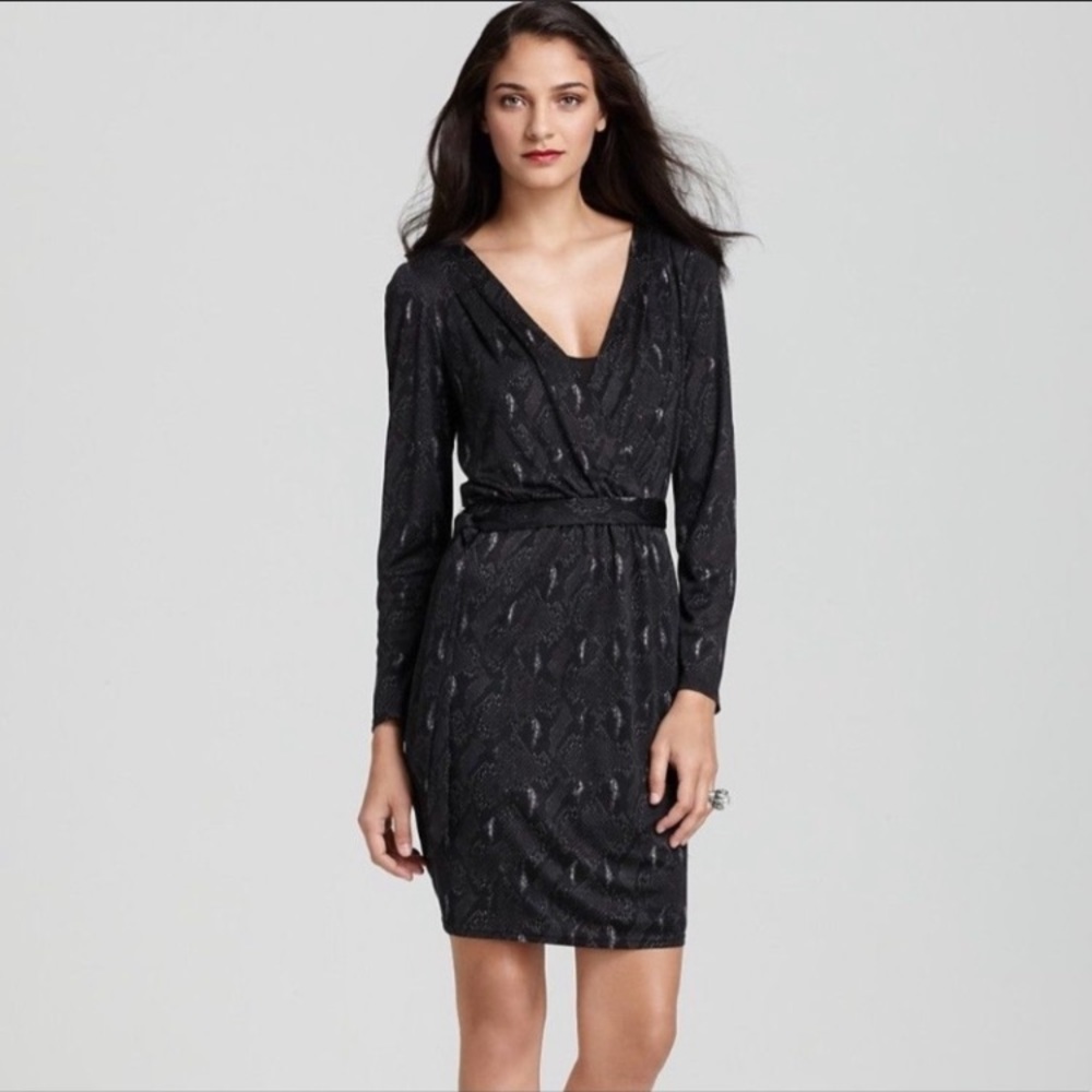 Elie Tahari Wrap Dress BlackSnakeskin XS